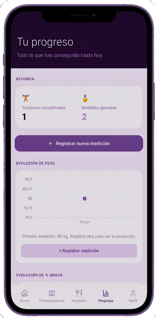 Progreso dentro de la aplicación